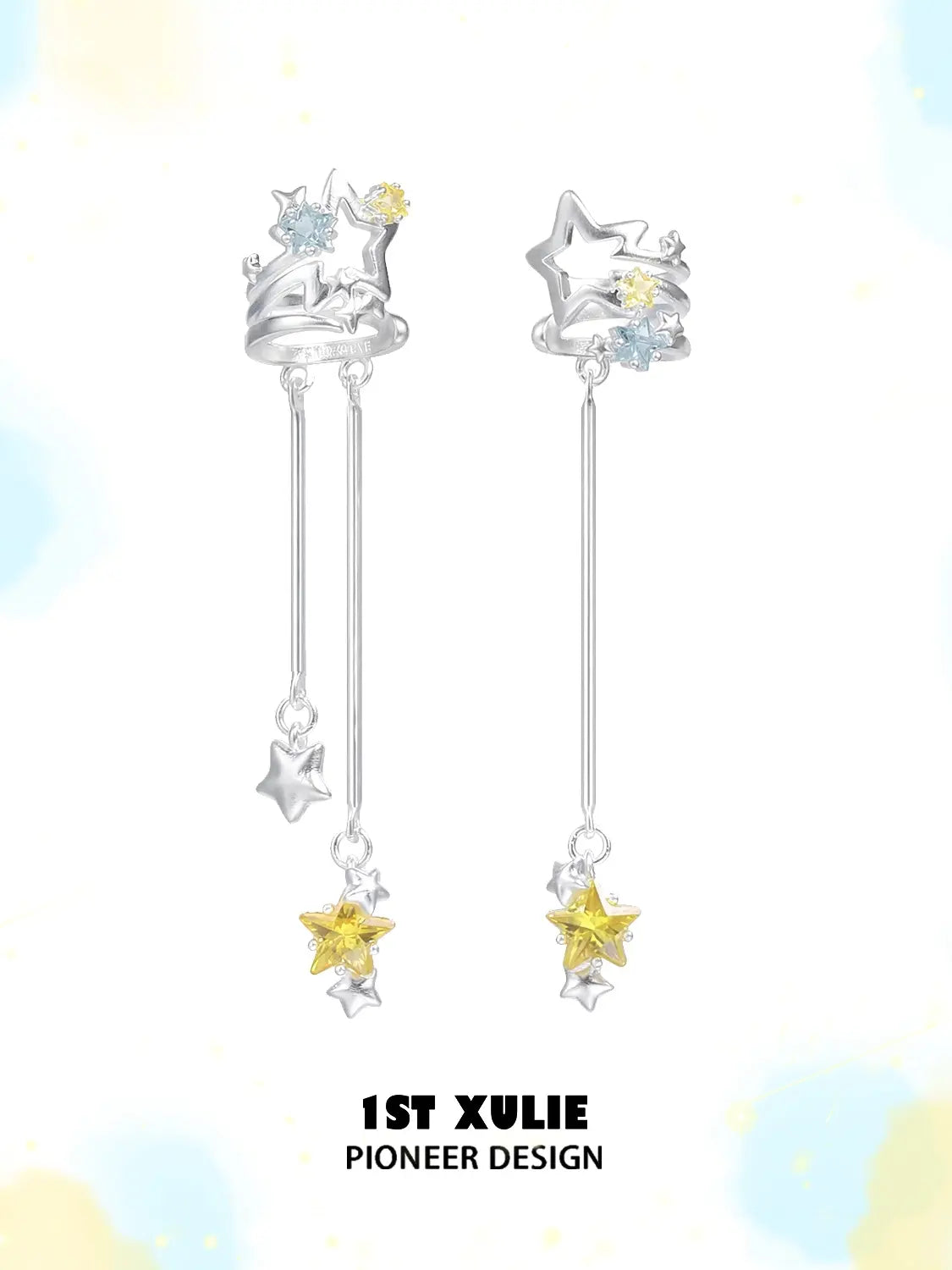 1ST XULIE Jewelry "WISHING STAR" Zirconia Celestial Star Non-Pierced Ear Cuffs - Close Up