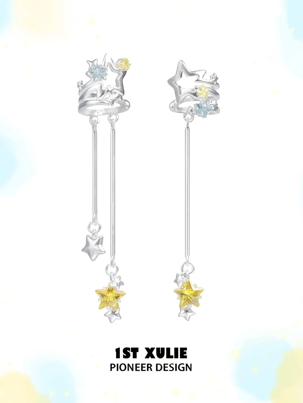 1ST XULIE Jewelry "WISHING STAR" Zirconia Celestial Star Non-Pierced Ear Cuffs - Close Up