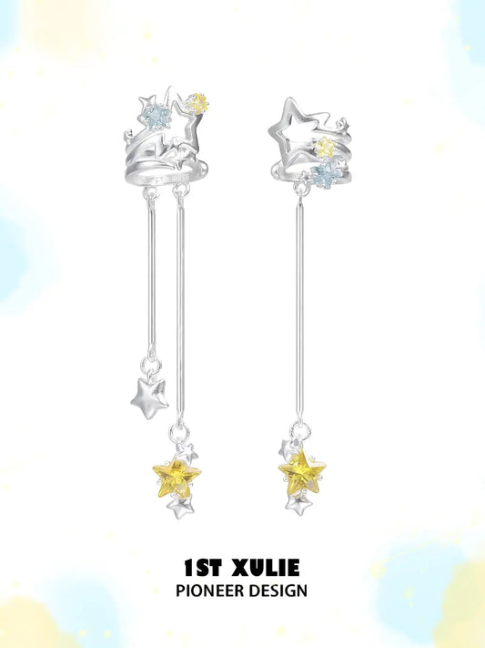 1ST XULIE Jewelry "WISHING STAR" Zirconia Celestial Star Non-Pierced Ear Cuffs - Close Up