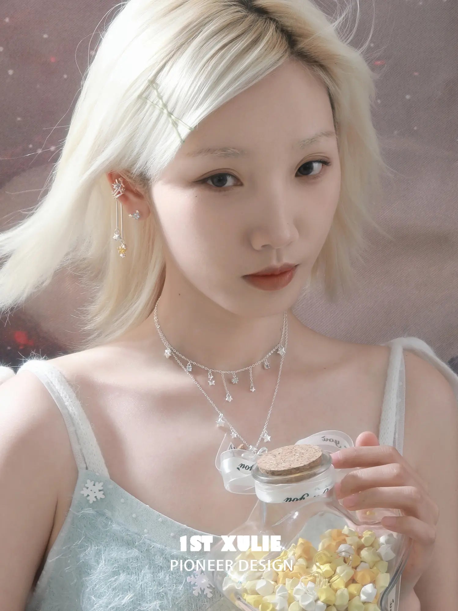 1ST XULIE Jewelry "WISHING STAR" Zirconia Celestial Star Non-Pierced Ear Cuffs - Detail Shot