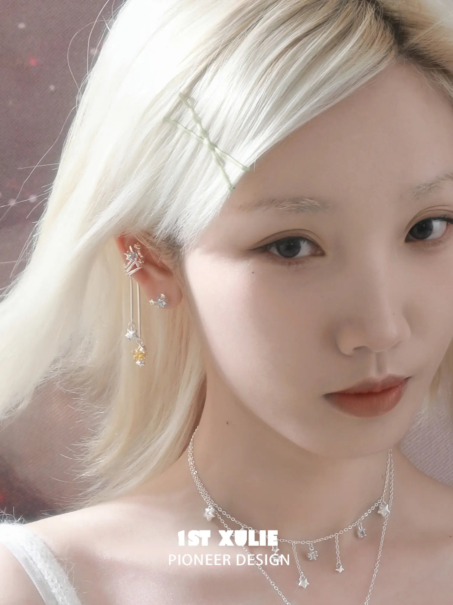 1ST XULIE Jewelry "WISHING STAR" Zirconia Celestial Star Non-Pierced Ear Cuffs - Side View