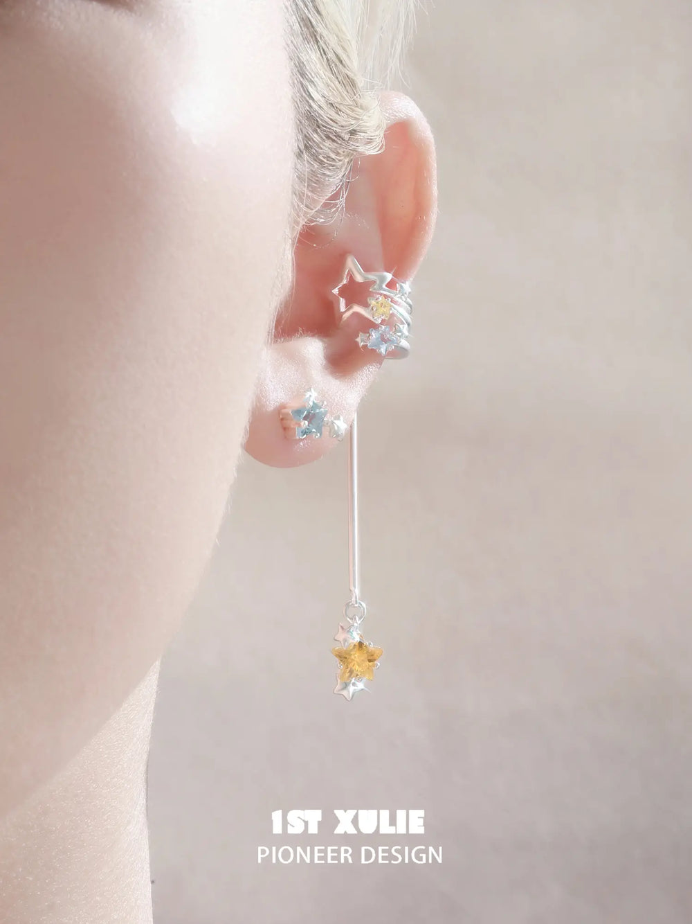 1ST XULIE Jewelry "WISHING STAR" Zirconia Celestial Star Non-Pierced Ear Cuffs - Size Comparison
