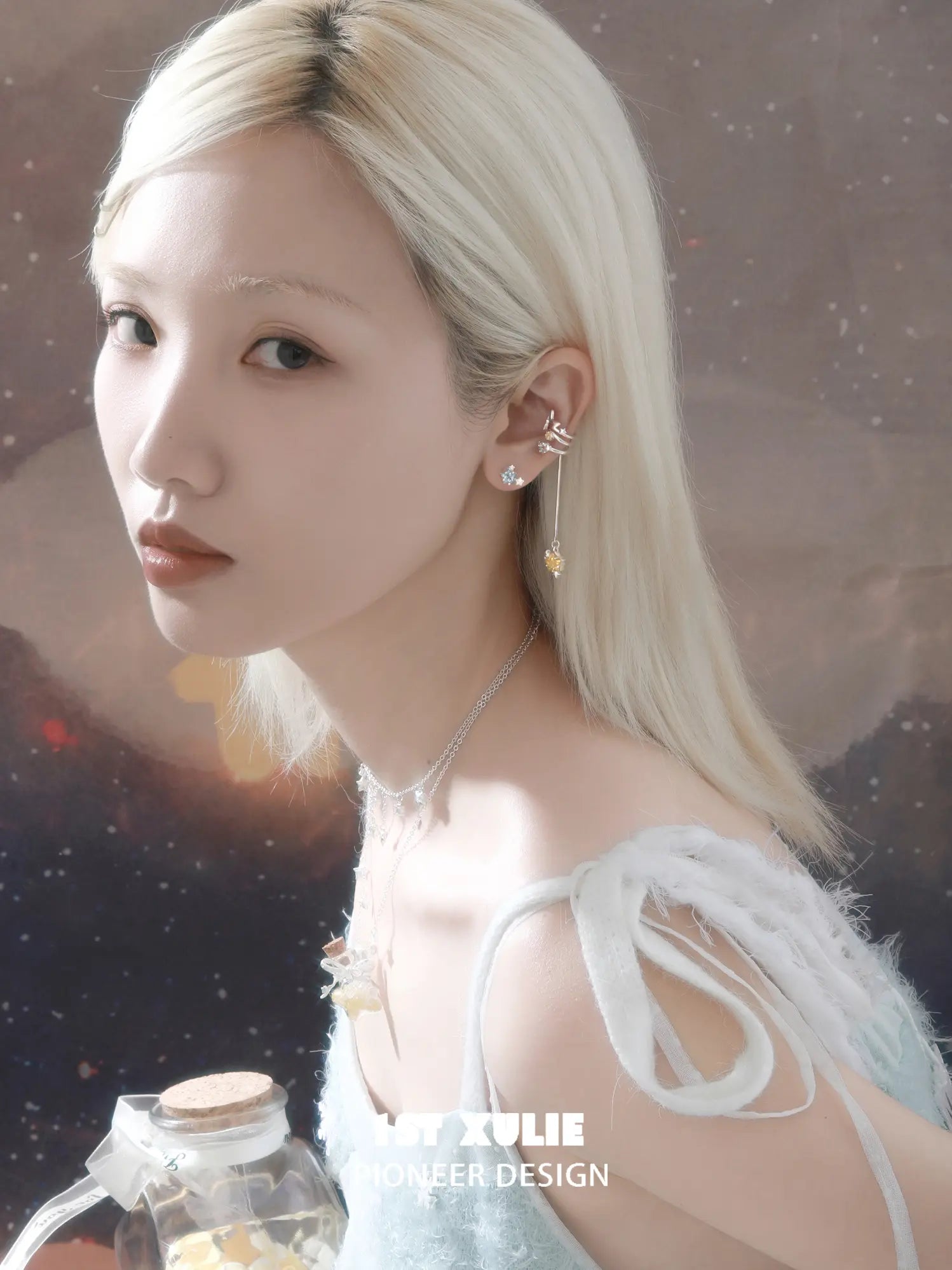 1ST XULIE Jewelry "WISHING STAR" Zirconia Celestial Star Non-Pierced Ear Cuffs - Texture