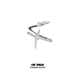 1ST XULIE "Star Trails" Celestial Star Orbit Ear Clips in 925 Sterling Silver - Product View