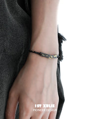 1ST XULIE Jewelry "Immortal Lover" Textured Celestial Sun and Moon Bracelet - Detail Shot