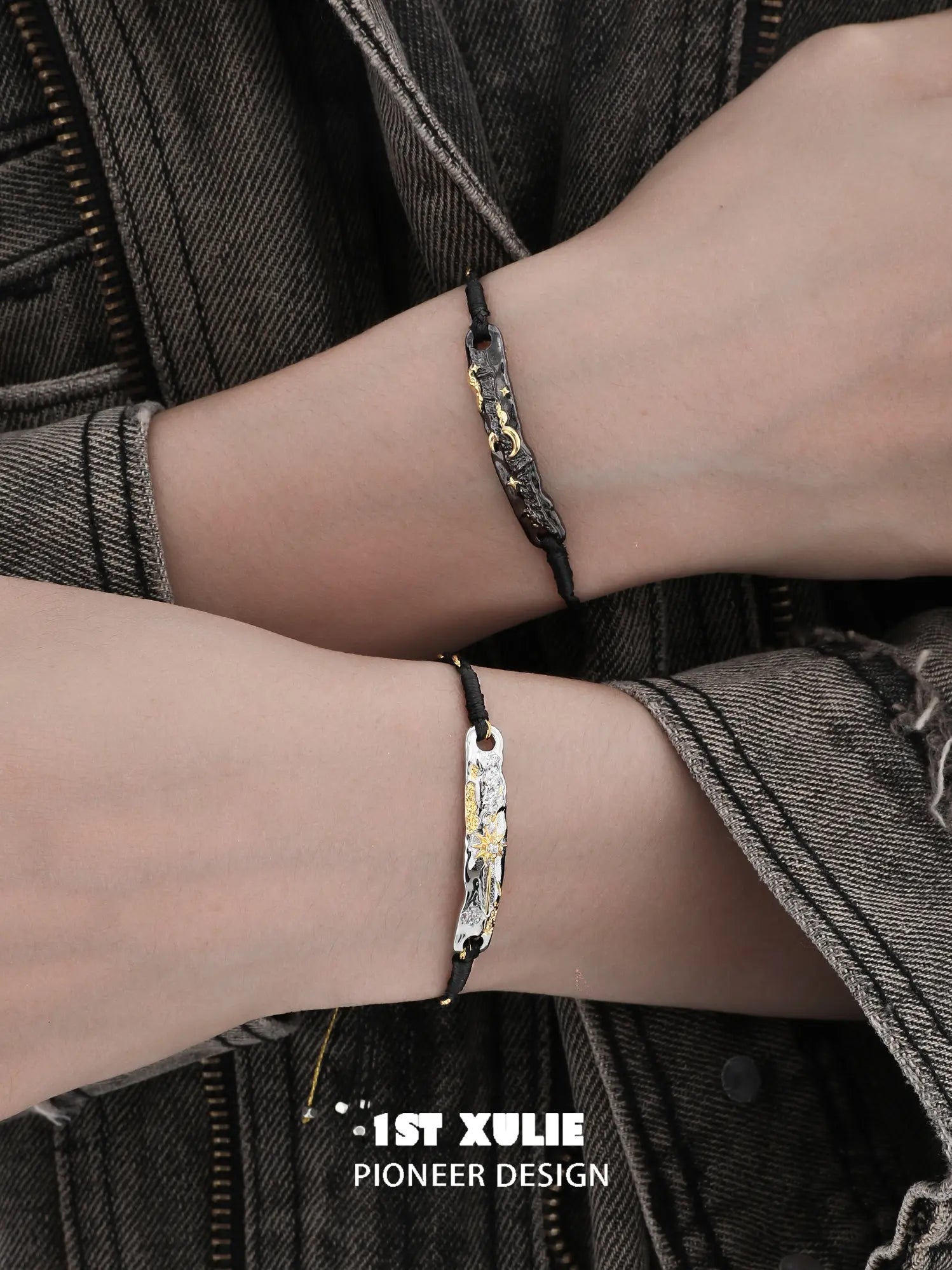 1ST XULIE Jewelry "Immortal Lover" Textured Celestial Sun and Moon Bracelet - Product View