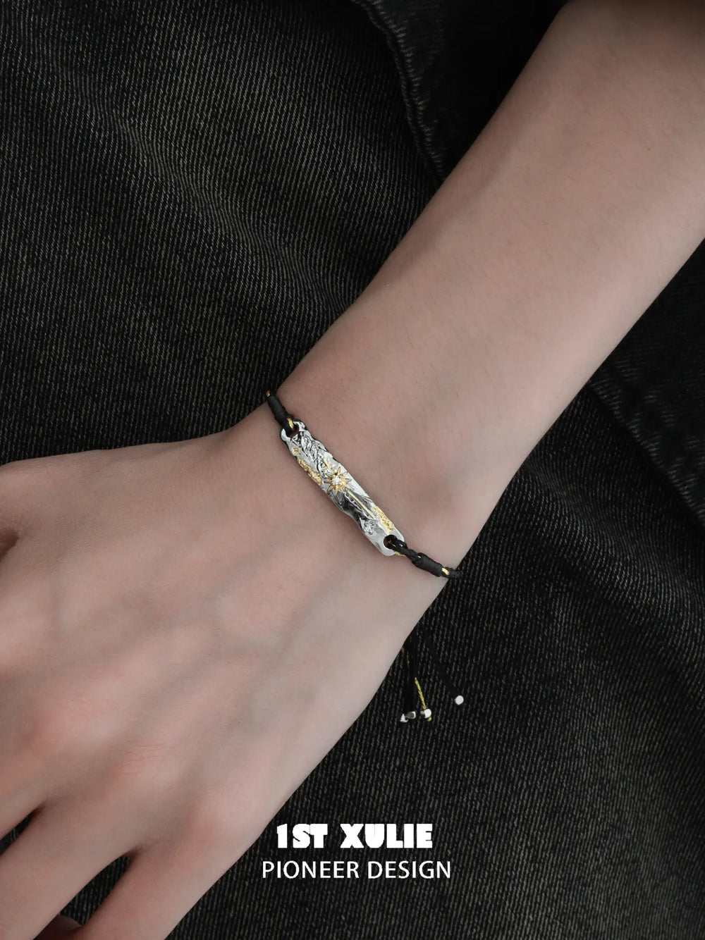1ST XULIE Jewelry "Immortal Lover" Textured Celestial Sun and Moon Bracelet - On Model