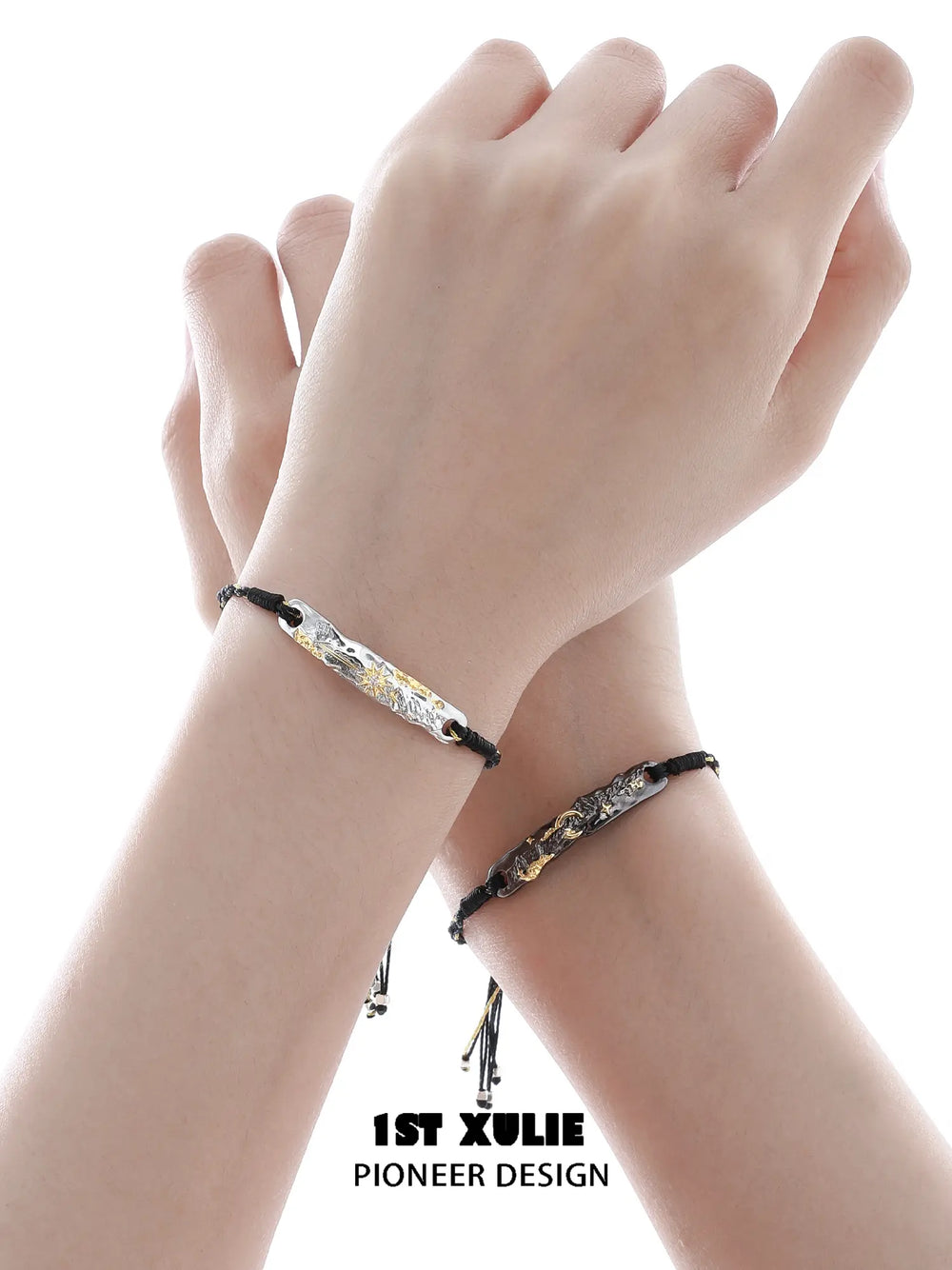 1ST XULIE Jewelry "Immortal Lover" Textured Celestial Sun and Moon Bracelet - Side View