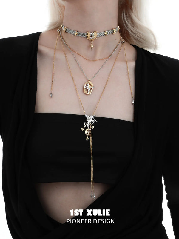 "DREAM HORSE" 18K Gold Plated Celestial Unicorn Y-Shape Lariat Necklace