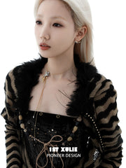 1ST XULIE "DREAM HORSE" Celestial Unicorn Lariat Necklace in 18K Gold & Platinum Plating - Detail Shot