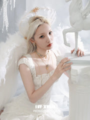 1ST XULIE "DREAM HORSE" Celestial Unicorn Lariat Necklace in 18K Gold & Platinum Plating - Lifestyle Shot