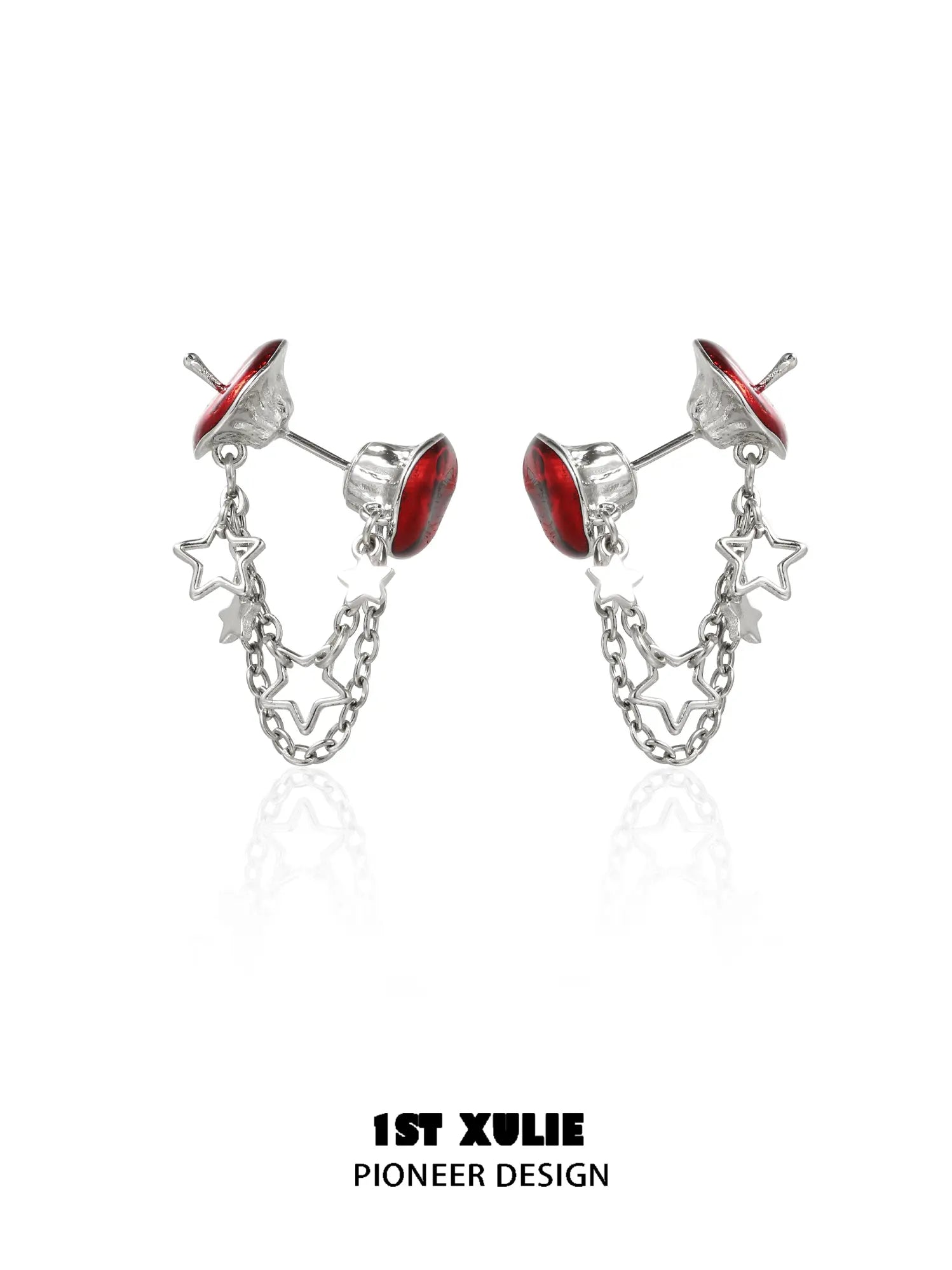 1ST XULIE Jewelry "MERRY CHRISTMAS 2025" Christmas Apple Drop Earrings in Platinum Plated - Texture