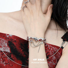 1ST XULIE "Wind Erosion" Chunky Chain Cuff Bracelet in Platinum Plated Brass - Product View