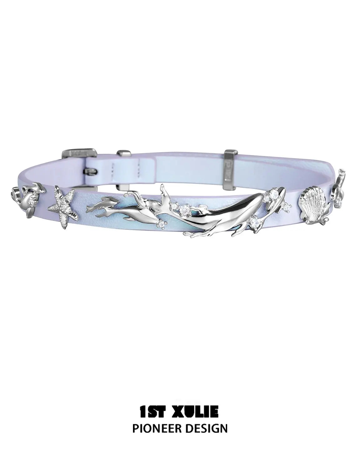 1ST XULIE "ATLANTIS" Coastal Double Layer Conch Choker in Platinum Plated Brass - Back View