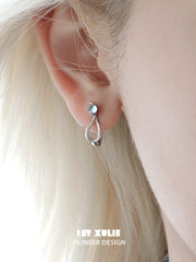 1ST XULIE Jewelry "Snake Bite" Coiled Python Huggie Hoop Earrings in 925 Sterling Silver - Angle 1