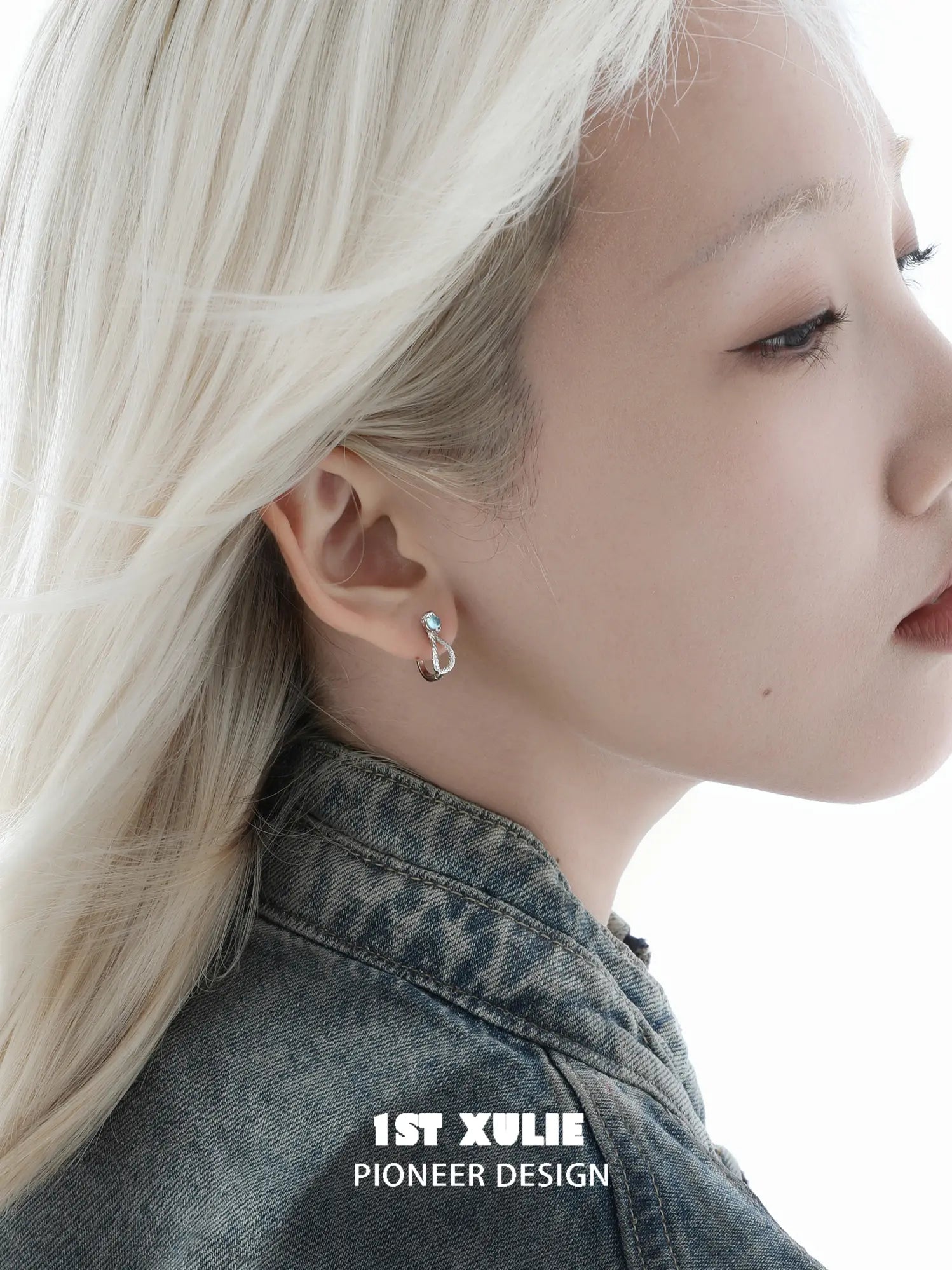 1ST XULIE Jewelry "Snake Bite" Coiled Python Huggie Hoop Earrings in 925 Sterling Silver - Product View