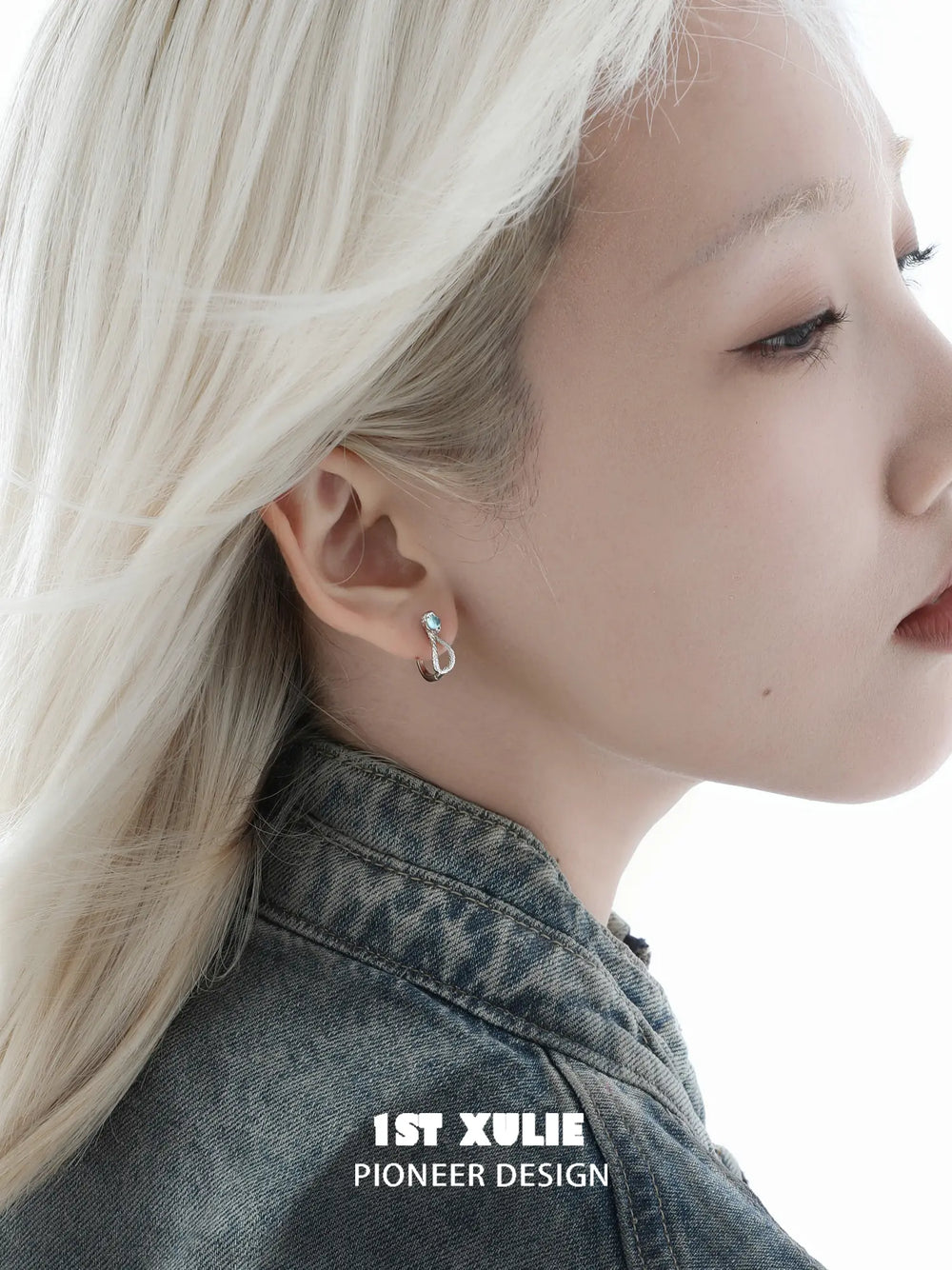 1ST XULIE Jewelry "Snake Bite" Coiled Python Huggie Hoop Earrings in 925 Sterling Silver - Product View