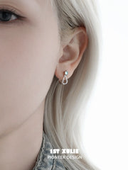 1ST XULIE Jewelry "Snake Bite" Coiled Python Huggie Hoop Earrings in 925 Sterling Silver - Side View