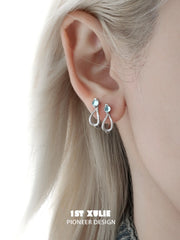 1ST XULIE Jewelry "Snake Bite" Coiled Python Huggie Hoop Earrings in 925 Sterling Silver - Texture