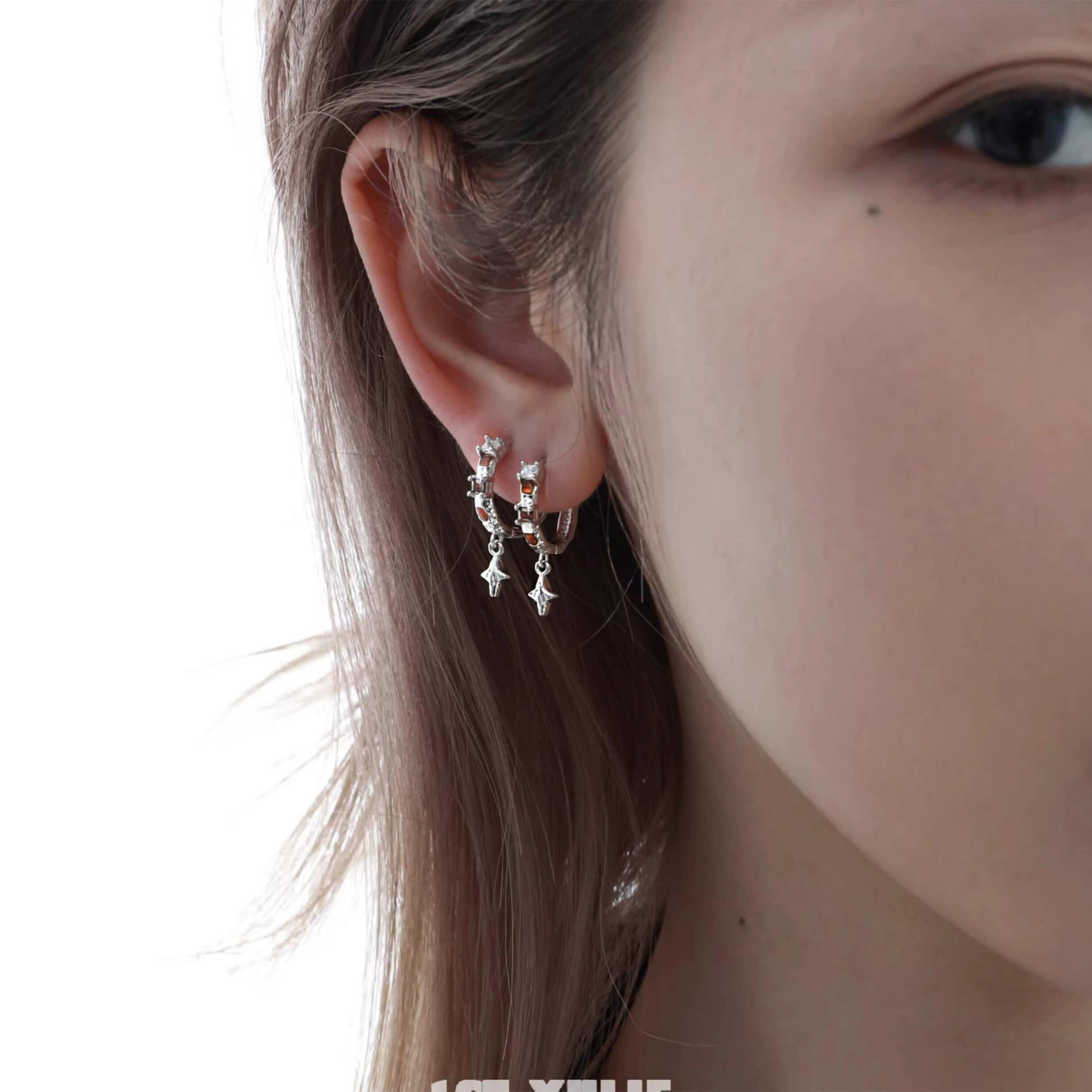 1ST XULIE "Autumn" Color Block Statement Hoop Earrings in 18K Gold Plated 925 Sterling Silver - Close-Up Shot