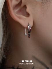 1ST XULIE "Soaring Cranes" Dainty Feather Stud Earrings in 925 Sterling Silver - Detail Shot