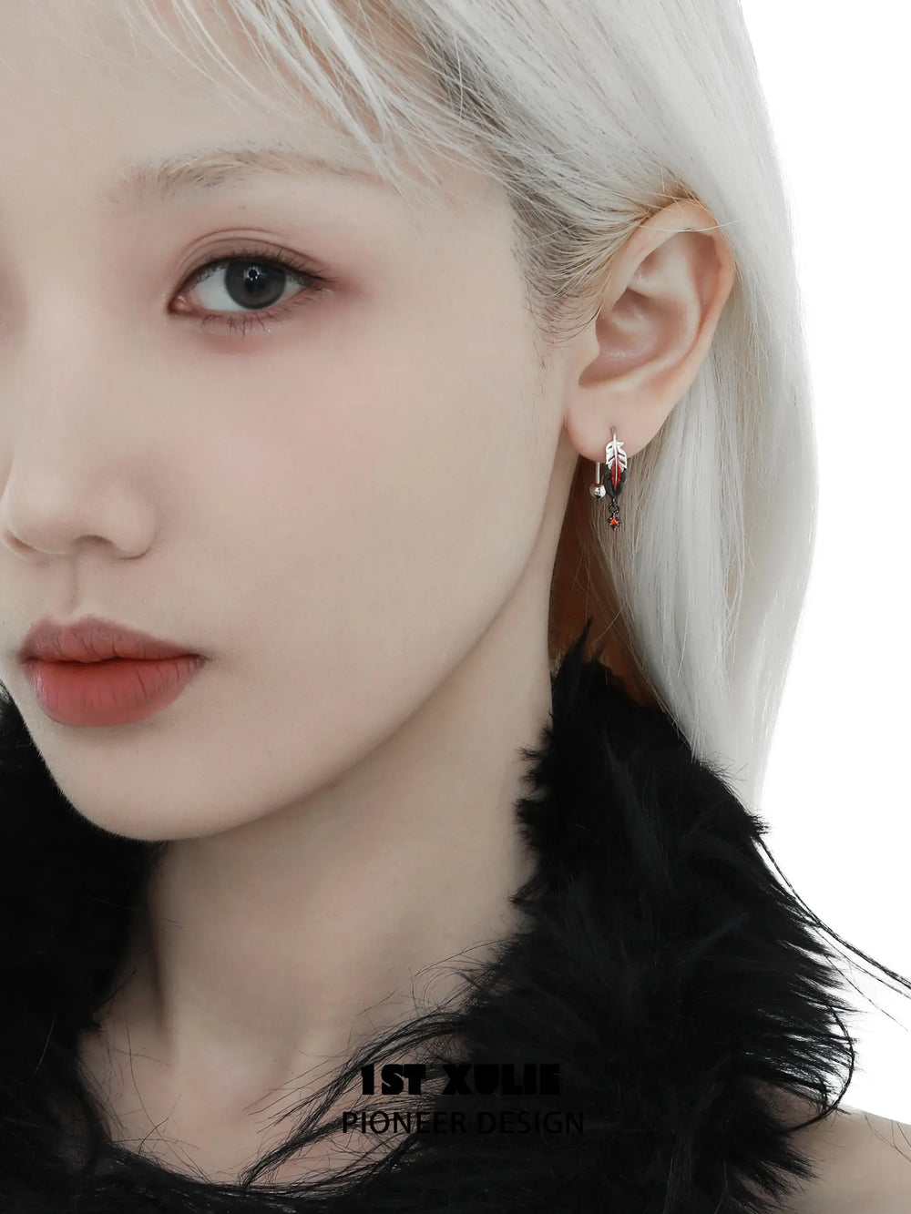 1ST XULIE "Soaring Cranes" Dainty Feather Stud Earrings in 925 Sterling Silver - Lifestyle Shot