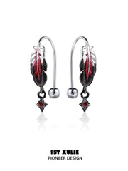 1ST XULIE "Soaring Cranes" Dainty Feather Stud Earrings in 925 Sterling Silver - Product View