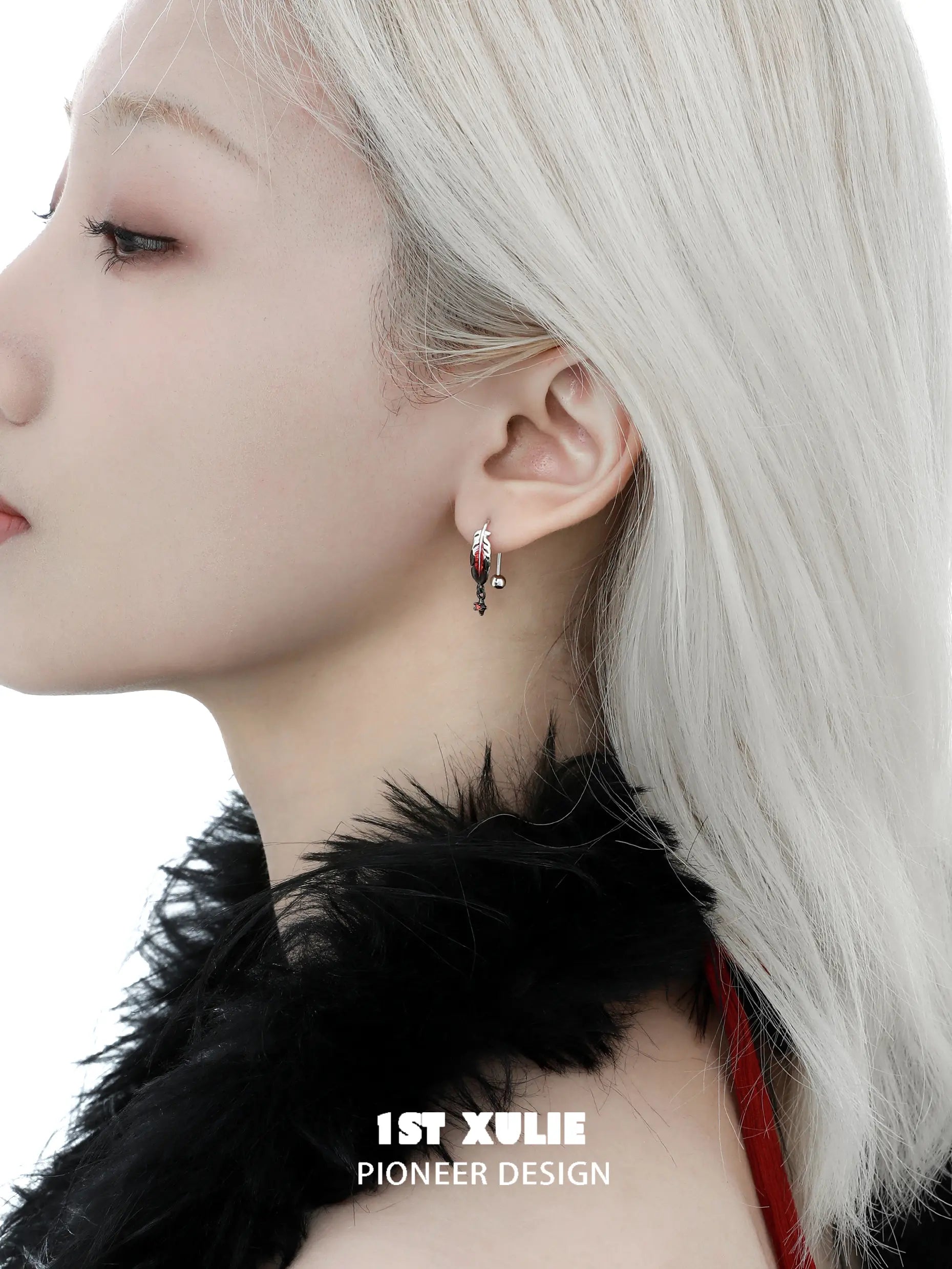 1ST XULIE "Soaring Cranes" Dainty Feather Stud Earrings in 925 Sterling Silver - Packaging View