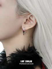 1ST XULIE "Soaring Cranes" Dainty Feather Stud Earrings in 925 Sterling Silver - Side View