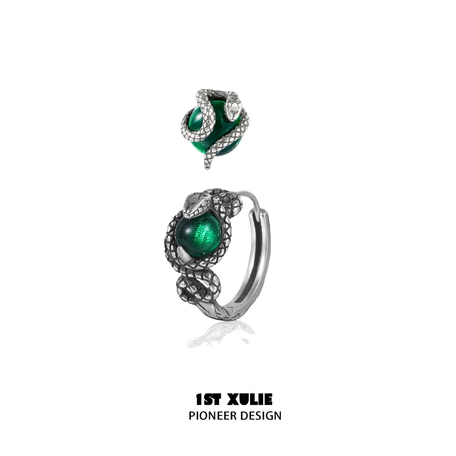 1ST XULIE "Snake Bite" Dainty Crystal Cartilage Huggie Hoop Earrings in 925 Sterling Silver - Packaging View