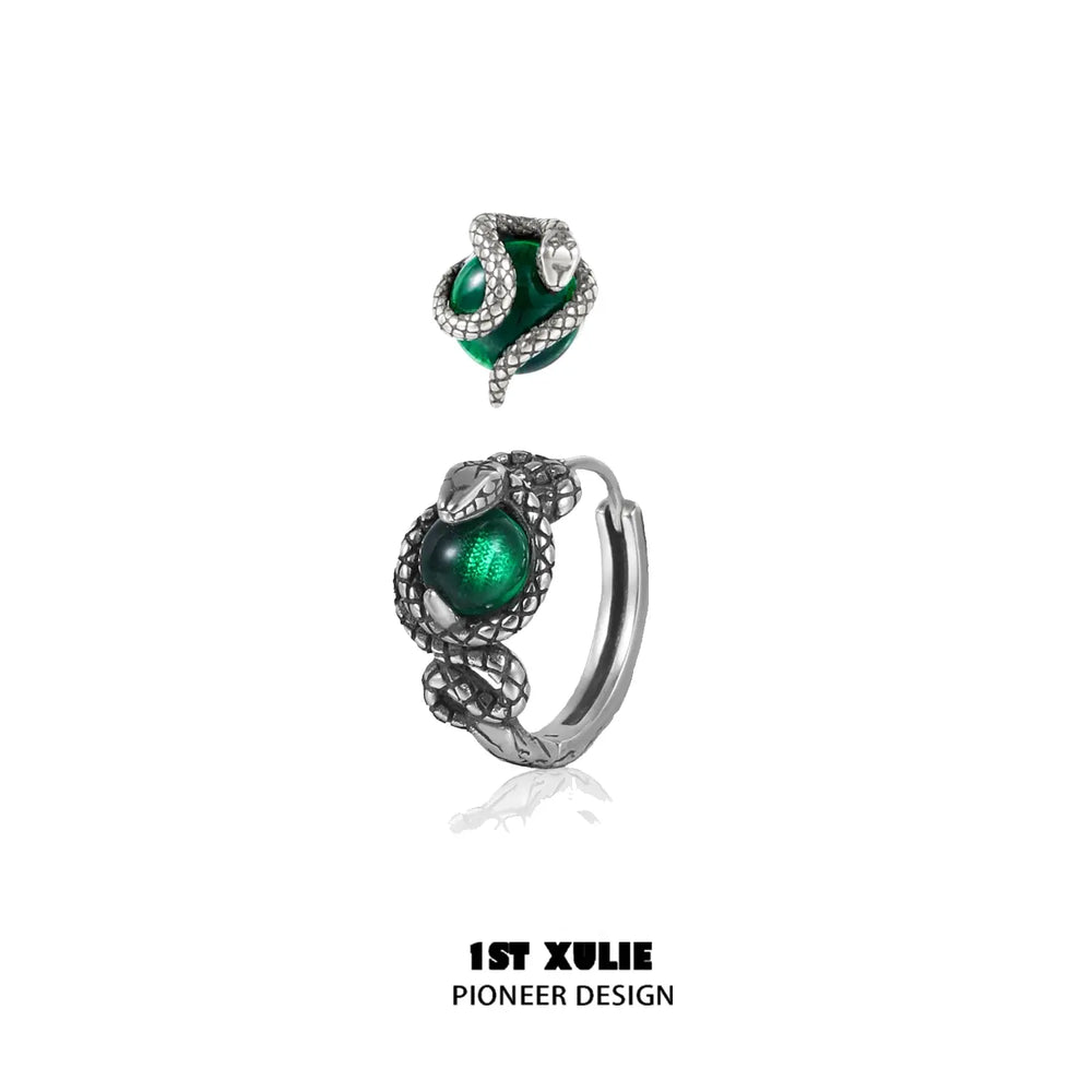 1ST XULIE "Snake Bite" Dainty Crystal Cartilage Huggie Hoop Earrings in 925 Sterling Silver - Packaging View
