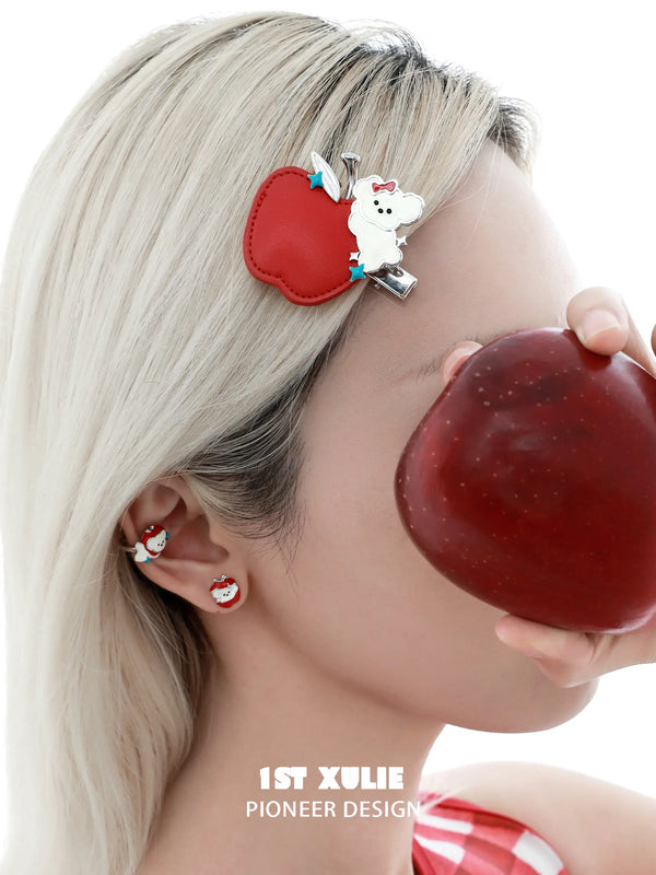 "Cuties' Appleland" Cute Apple Puppy Statement Hair Clip