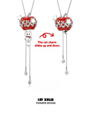 1ST XULIE Jewelry "Cuties' Appleland" Cute Apple Puppy & Kitty Charm Necklace in Platinum Plated - Packaging View