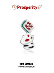 1ST XULIE "Cuties' Appleland" Cute Enamel Cat Paw Apple Studs in Platinum Plated Brass - Style B Prosperity