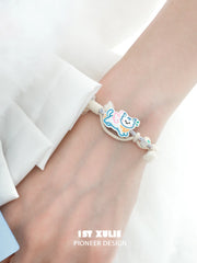 1ST XULIE "Angel Cuties" Handwoven Cute Pet Friendship Rope Bracelet in 18K Gold Plated Brass - Side View