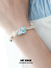 1ST XULIE "Angel Cuties" Handwoven Cute Pet Friendship Rope Bracelet in 18K Gold Plated Brass - Clasp Detail