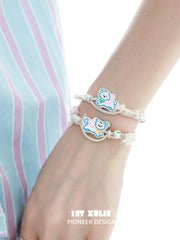 1ST XULIE "Angel Cuties" Handwoven Cute Pet Friendship Rope Bracelet in 18K Gold Plated Brass - Detail Shot