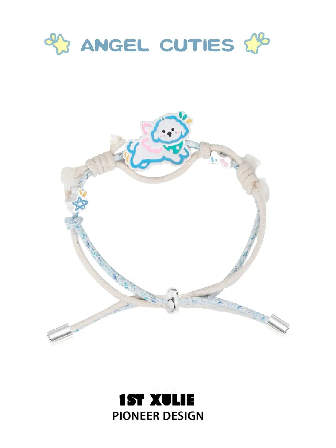 1ST XULIE "Angel Cuties" Handwoven Cute Pet Friendship Rope Bracelet in 18K Gold Plated Brass - Lifestyle Shot