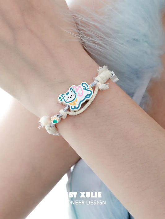 1ST XULIE "Angel Cuties" Handwoven Cute Pet Friendship Rope Bracelet in 18K Gold Plated Brass - Product View