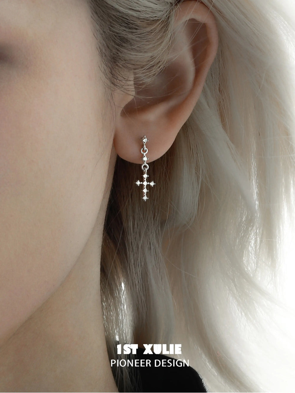 1ST XULIE "Silver Angel" Dainty Angel Wing Stud Earrings in 925 Sterling Silver - Detail Shot