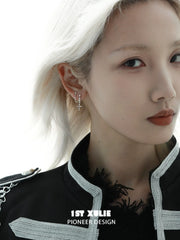1ST XULIE "Silver Angel" Dainty Angel Wing Stud Earrings in 925 Sterling Silver - Lifestyle Shot