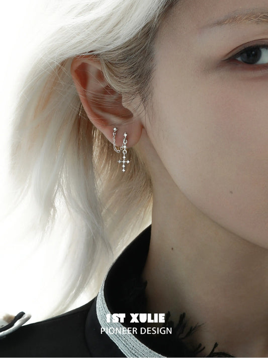 1ST XULIE "Silver Angel" Dainty Angel Wing Stud Earrings in 925 Sterling Silver - Product View