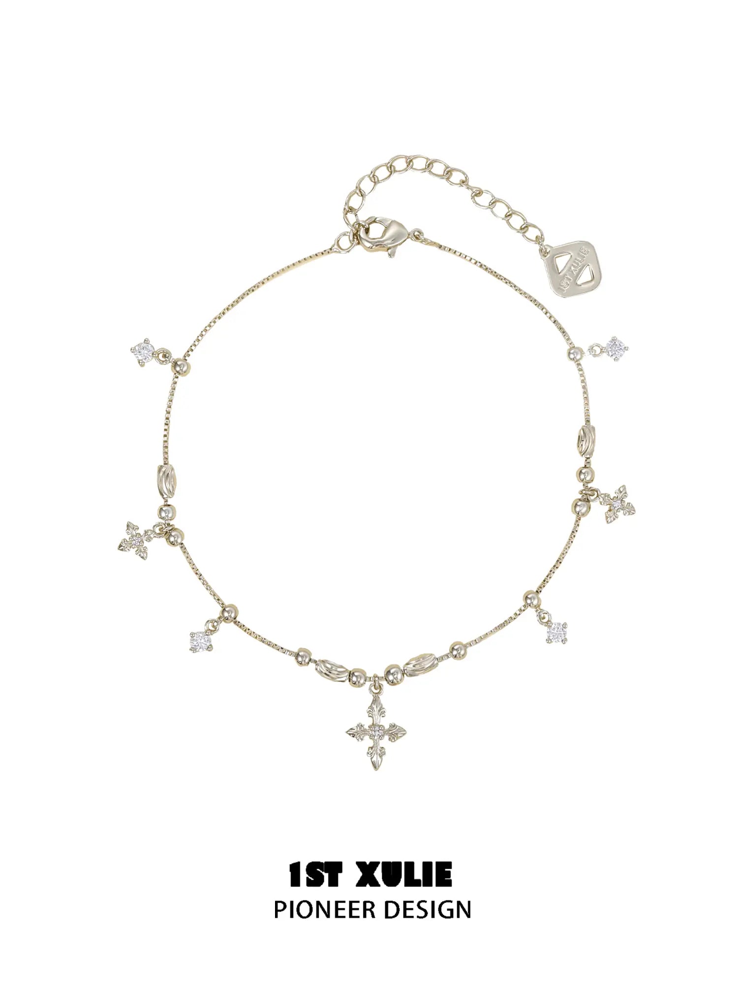 1ST XULIE Jewelry "Bastet" Dainty Iris Anklet in 18K Gold Plated - Detail Shot