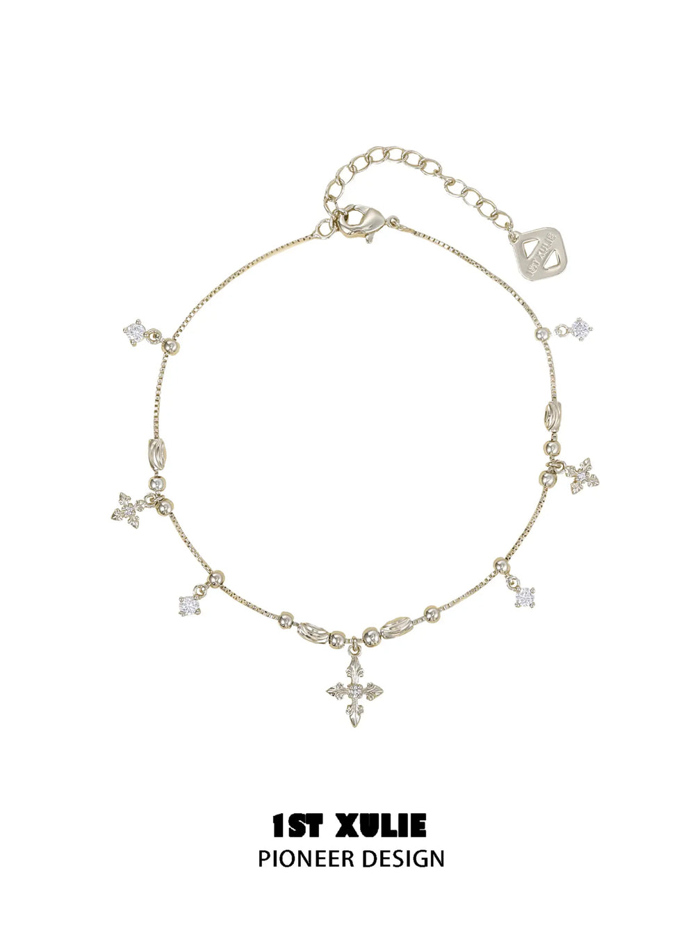 1ST XULIE Jewelry "Bastet" Dainty Iris Anklet in 18K Gold Plated - Detail Shot