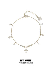 1ST XULIE Jewelry "Bastet" Dainty Iris Anklet in 18K Gold Plated - Detail Shot