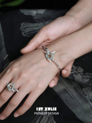 1ST XULIE "Irises" Dainty Quartz Jade Bracelet in 925 Sterling Silver - On Model