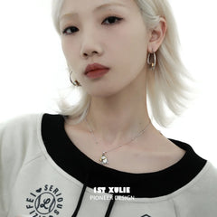 1ST XULIE "Graffiti Kitten" Dainty Lazy Kitten Charm Necklace in 925 Sterling Silver - Lifestyle Shot