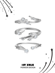 1ST XULIE "Meteor" Dainty Meteor Trail Adjustable Ring in 925 Sterling Silver - Back View