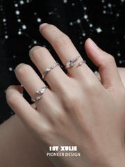 1ST XULIE "Meteor" Dainty Meteor Trail Adjustable Ring in 925 Sterling Silver - Lifestyle Shot