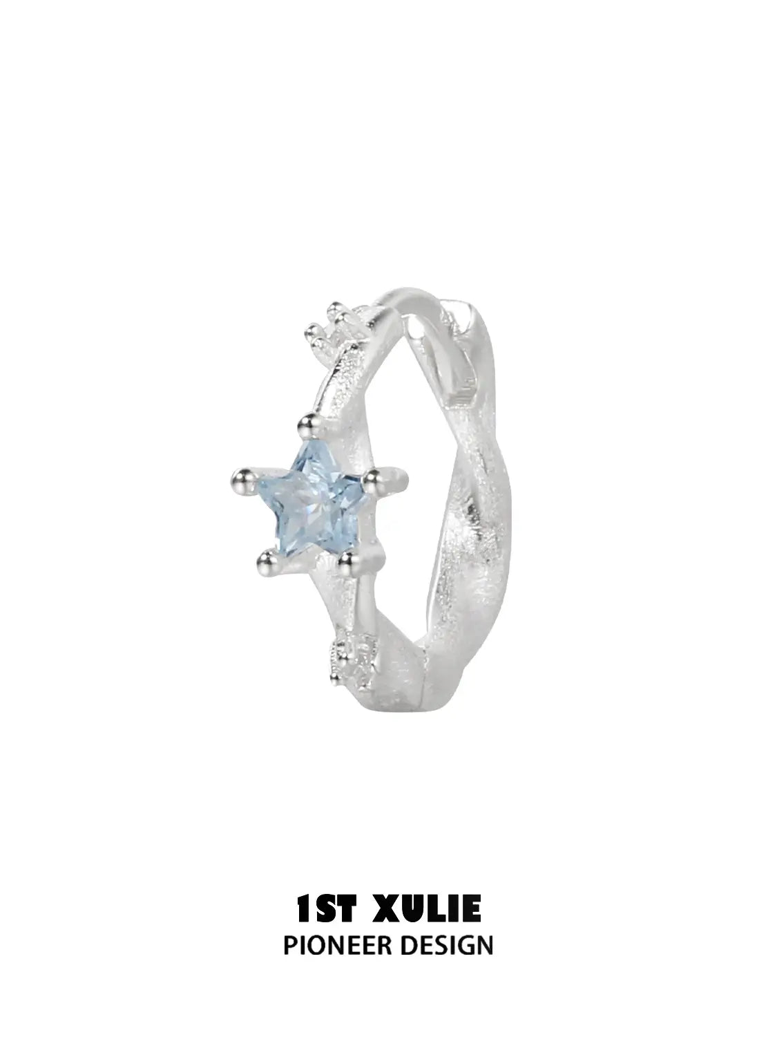 "Silver Angel" 925 Sterling Silver Dainty Star Zirconia Cartilage Huggie Hoop Earrings - Image 13